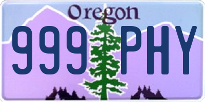 OR license plate 999PHY