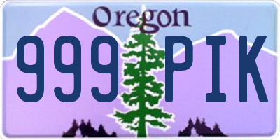 OR license plate 999PIK