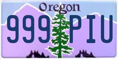 OR license plate 999PIU