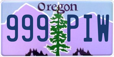 OR license plate 999PIW
