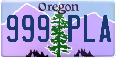 OR license plate 999PLA