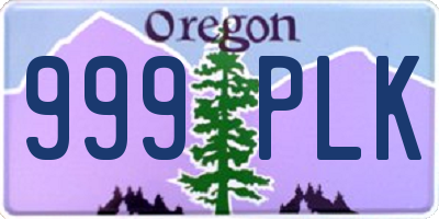 OR license plate 999PLK