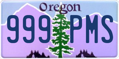 OR license plate 999PMS