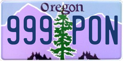 OR license plate 999PON