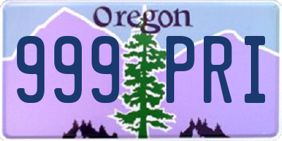OR license plate 999PRI