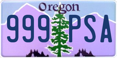 OR license plate 999PSA