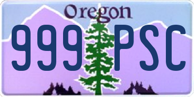 OR license plate 999PSC