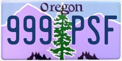 OR license plate 999PSF