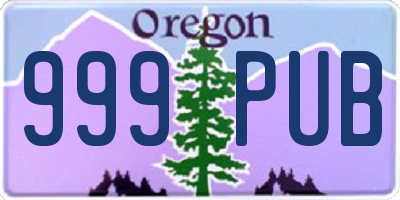 OR license plate 999PUB