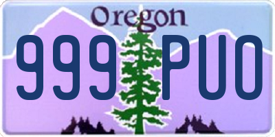 OR license plate 999PUO