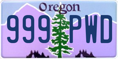 OR license plate 999PWD