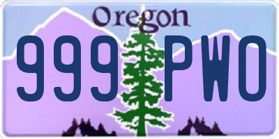 OR license plate 999PWO