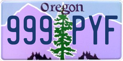 OR license plate 999PYF