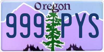 OR license plate 999PYS