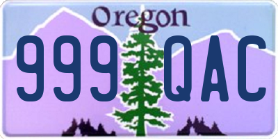 OR license plate 999QAC