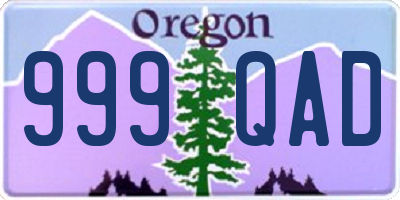 OR license plate 999QAD