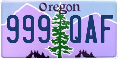OR license plate 999QAF