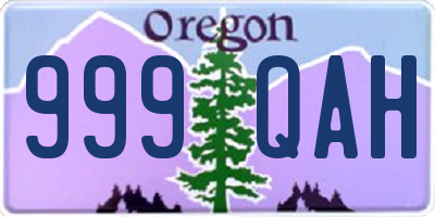 OR license plate 999QAH