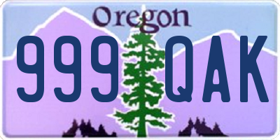 OR license plate 999QAK