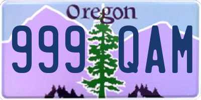 OR license plate 999QAM