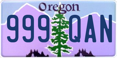 OR license plate 999QAN