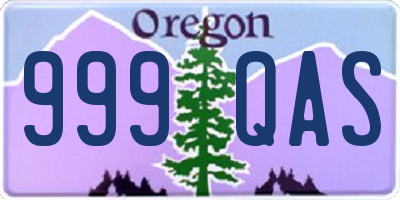 OR license plate 999QAS
