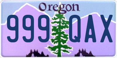 OR license plate 999QAX