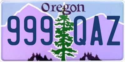 OR license plate 999QAZ