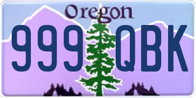 OR license plate 999QBK