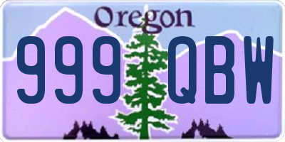 OR license plate 999QBW