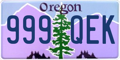 OR license plate 999QEK