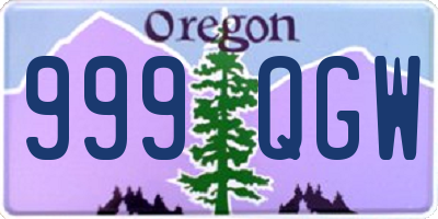 OR license plate 999QGW