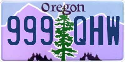 OR license plate 999QHW