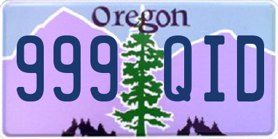 OR license plate 999QID