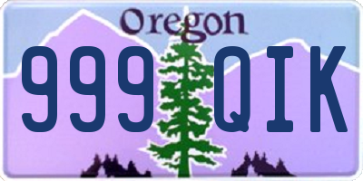 OR license plate 999QIK