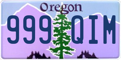 OR license plate 999QIM