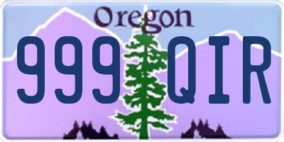 OR license plate 999QIR