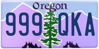 OR license plate 999QKA