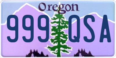 OR license plate 999QSA