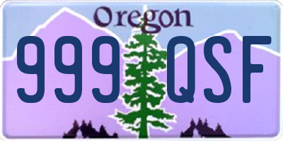 OR license plate 999QSF