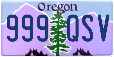 OR license plate 999QSV