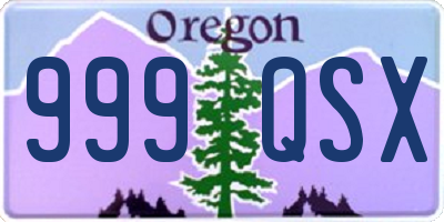 OR license plate 999QSX