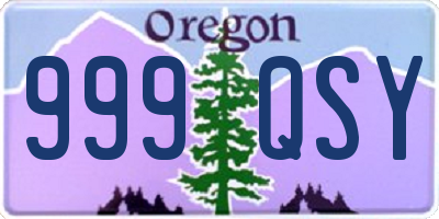 OR license plate 999QSY