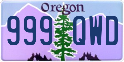 OR license plate 999QWD