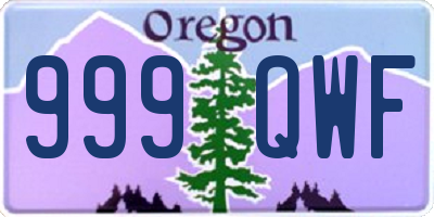 OR license plate 999QWF