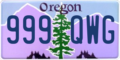 OR license plate 999QWG