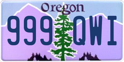 OR license plate 999QWI