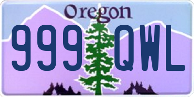 OR license plate 999QWL
