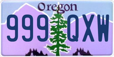 OR license plate 999QXW