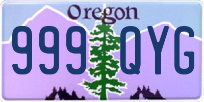 OR license plate 999QYG